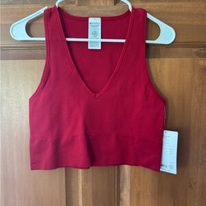 Athleta Aurora Seamless Crop Rib Tank in Bold Red